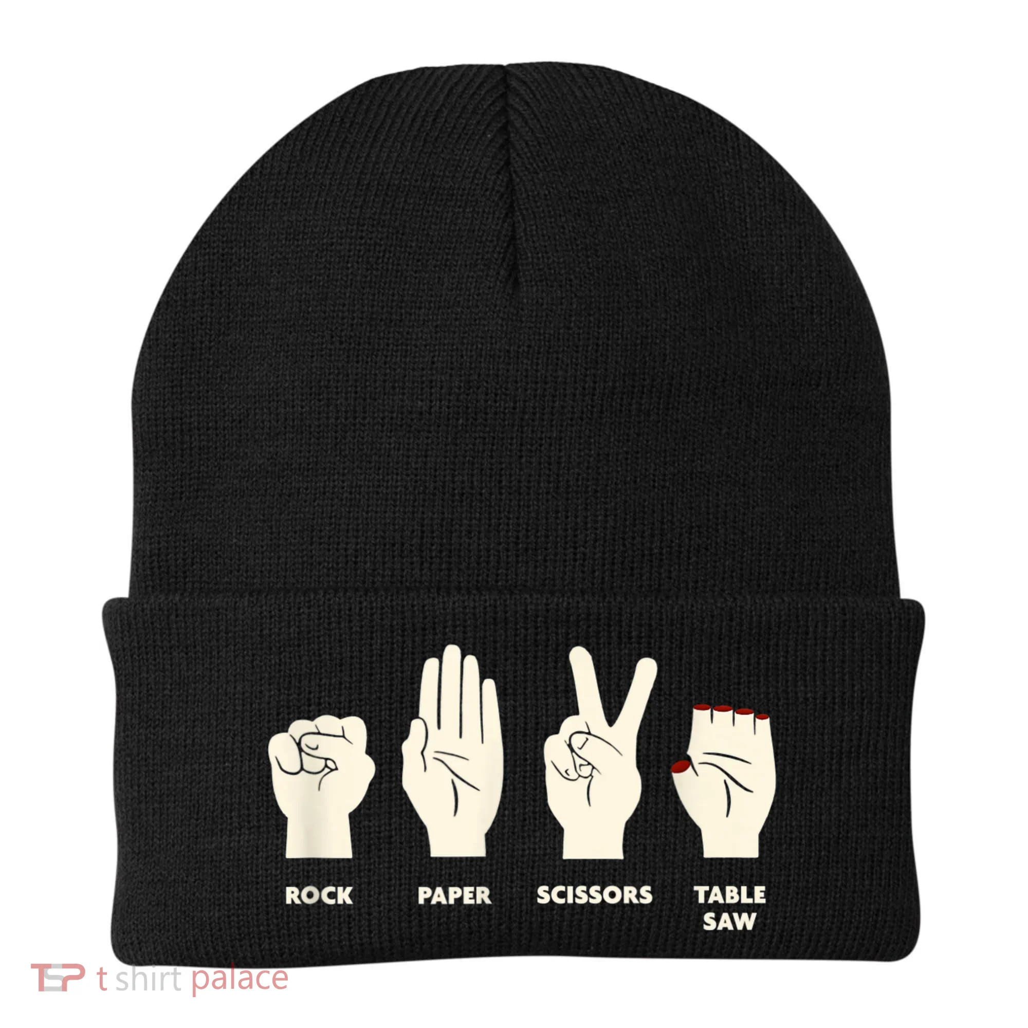 Rock Paper Scissors Table Saw Funny Carpenter Contractor Beanie