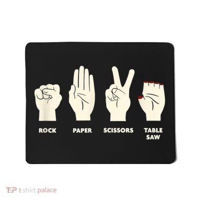 Rock Paper Scissors Table Saw Funny Carpenter Contractor Mousepad