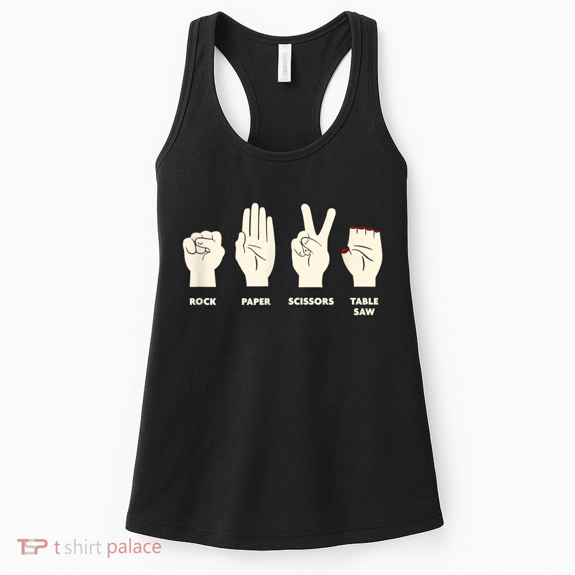Rock Paper Scissors Table Saw Funny Carpenter Contractor Women's Tank Top