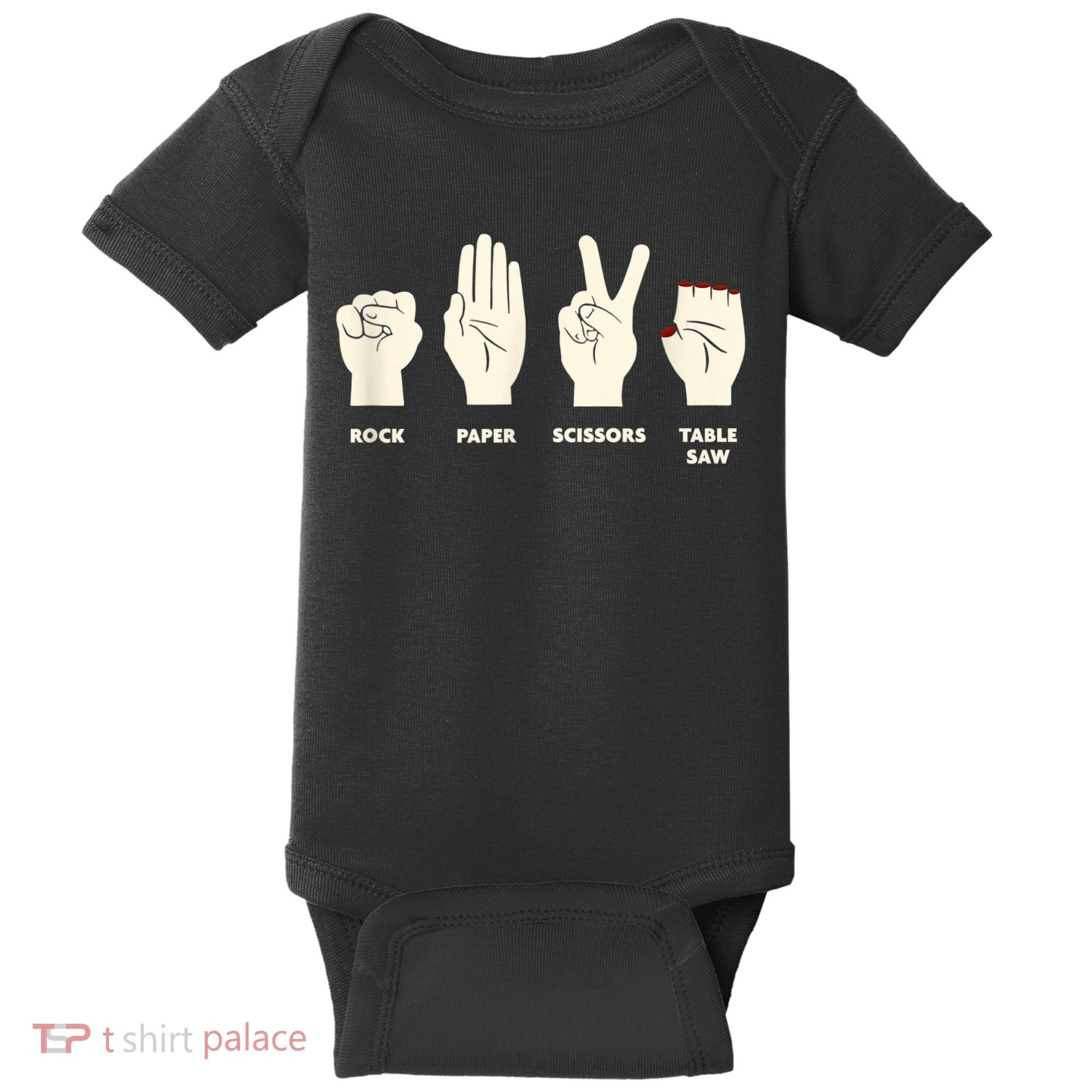 Rock Paper Scissors Table Saw Funny Carpenter Contractor Baby Bodysuit