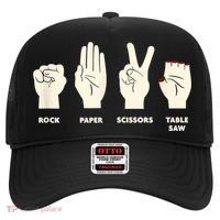 Rock Paper Scissors Table Saw Funny Carpenter Contractor Hat thumb 0