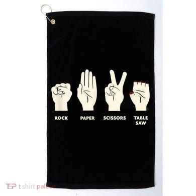 Rock Paper Scissors Table Saw Funny Carpenter Contractor Golf Towel