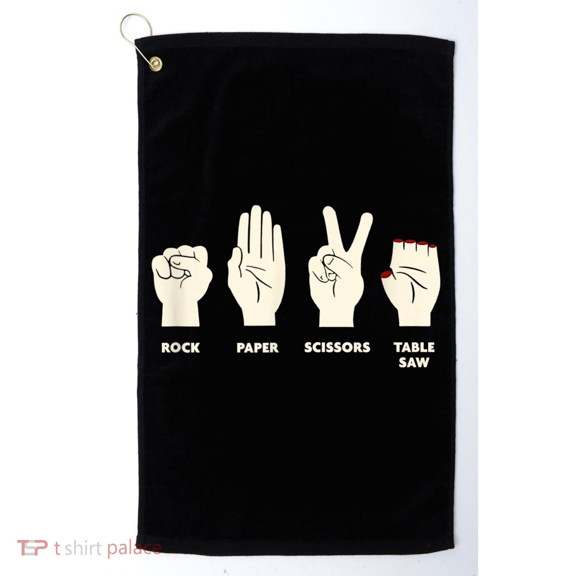Rock Paper Scissors Table Saw Funny Carpenter Contractor Golf Towel