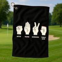 Rock Paper Scissors Table Saw Funny Carpenter Contractor Golf Towel thumb 1