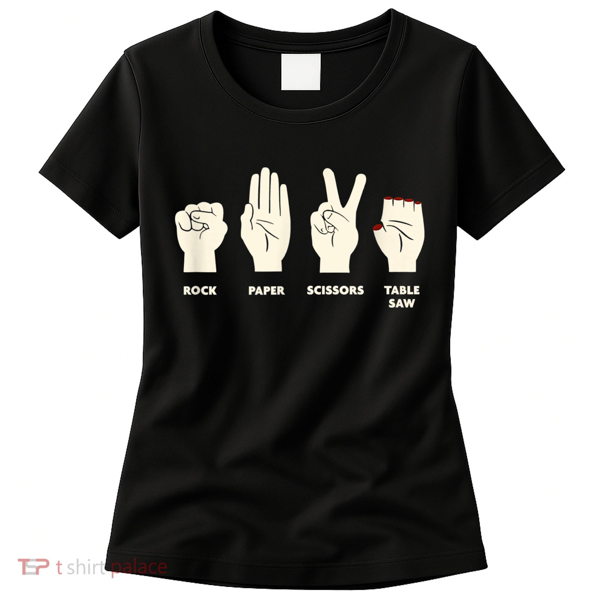 Rock Paper Scissors Table Saw Funny Carpenter Contractor Women's T-Shirt