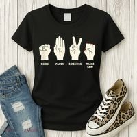 Rock Paper Scissors Table Saw Funny Carpenter Contractor Women's T-Shirt thumb 3