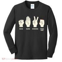 Rock Paper Scissors Table Saw Funny Carpenter Contractor Kids Long Sleeve Shirt thumb 0