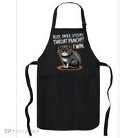 Rock Paper Scissors Throat Punch I Win Funny Cat Costume Apron thumb 0