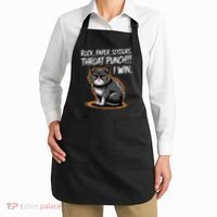 Rock Paper Scissors Throat Punch I Win Funny Cat Costume Apron thumb 2