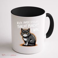 Rock Paper Scissors Throat Punch I Win Funny Cat Costume Coffee Mug thumb 1