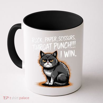 Rock Paper Scissors Throat Punch I Win Funny Cat Costume Coffee Mug