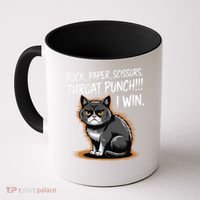 Rock Paper Scissors Throat Punch I Win Funny Cat Costume Coffee Mug thumb 0