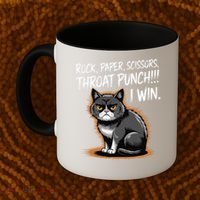 Rock Paper Scissors Throat Punch I Win Funny Cat Costume Coffee Mug thumb 2