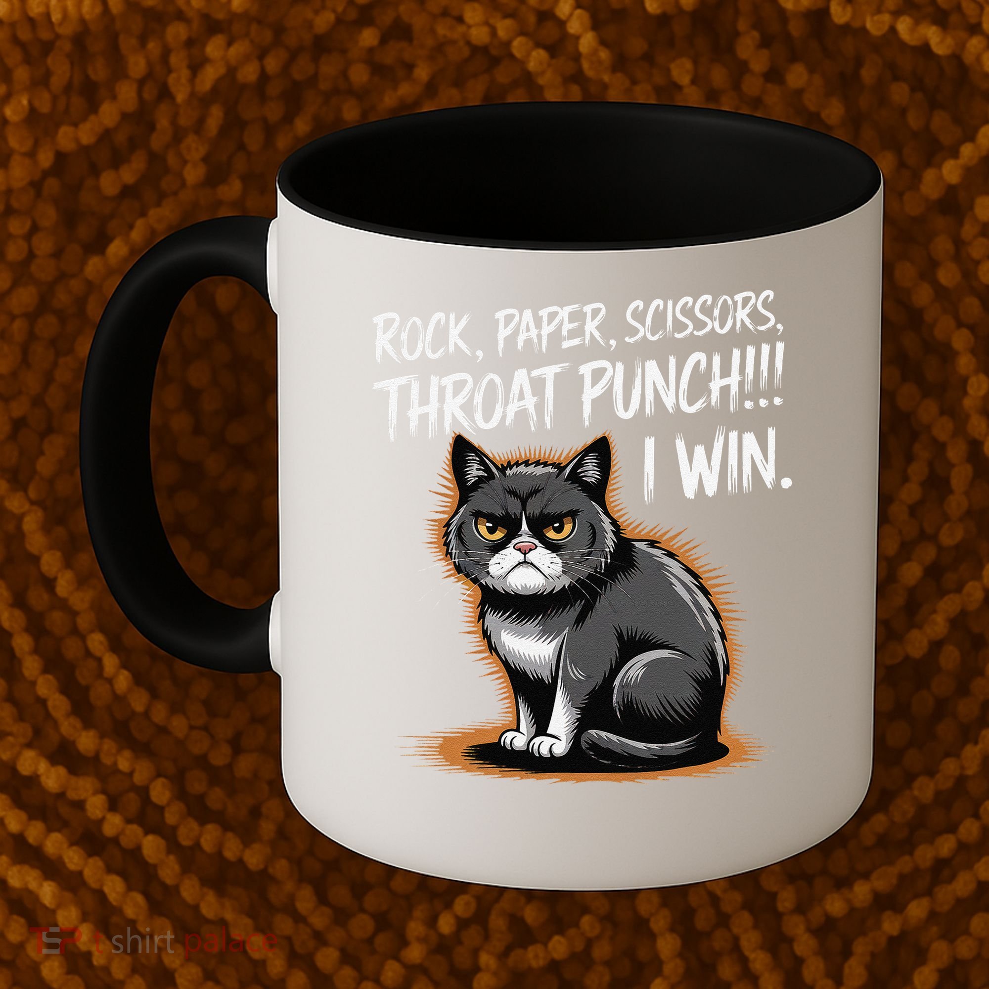 Rock Paper Scissors Throat Punch I Win Funny Cat Costume Coffee Mug