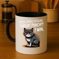 Rock Paper Scissors Throat Punch I Win Funny Cat Costume Coffee Mug thumb 4