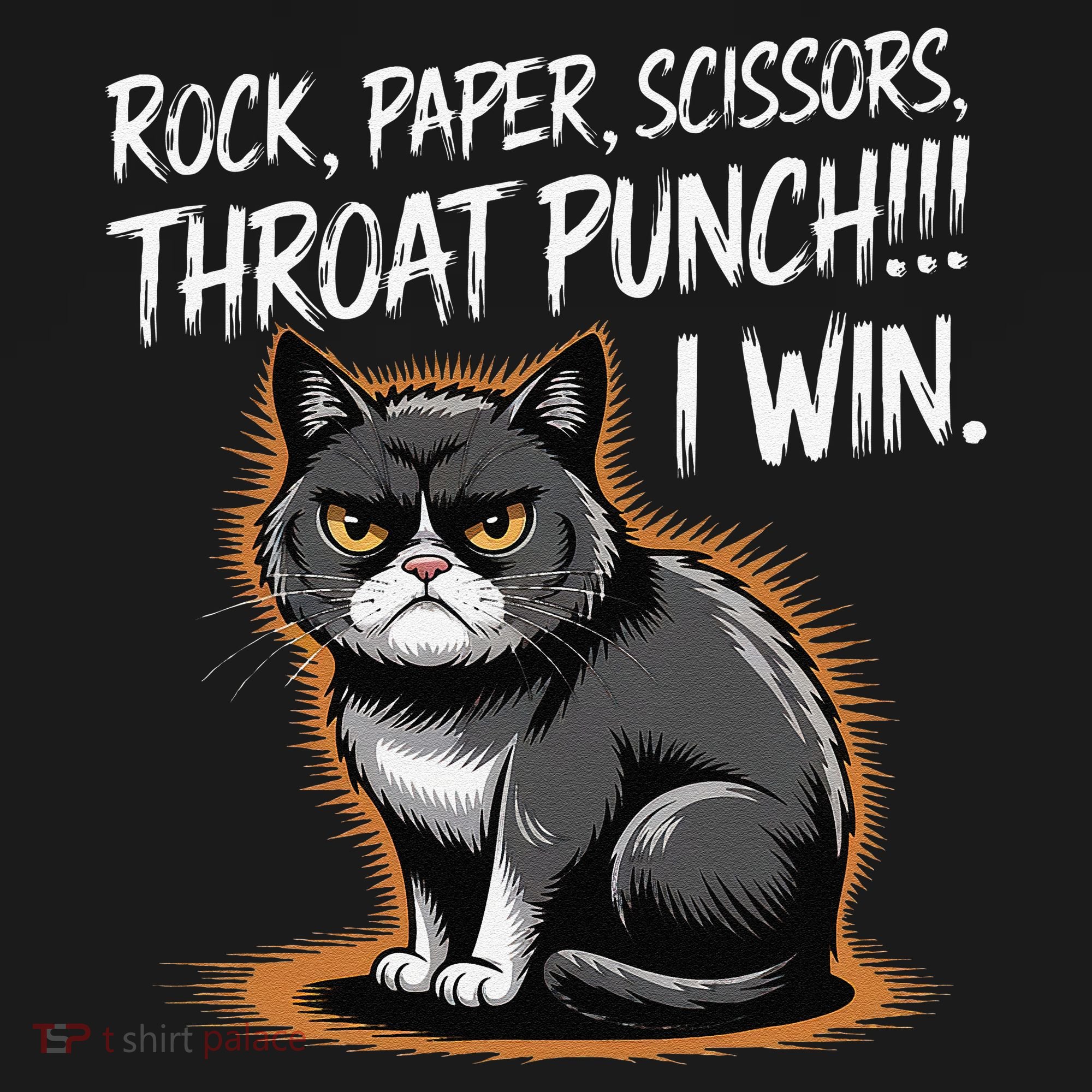Rock Paper Scissors Throat Punch I Win Funny Cat Costume Coaster