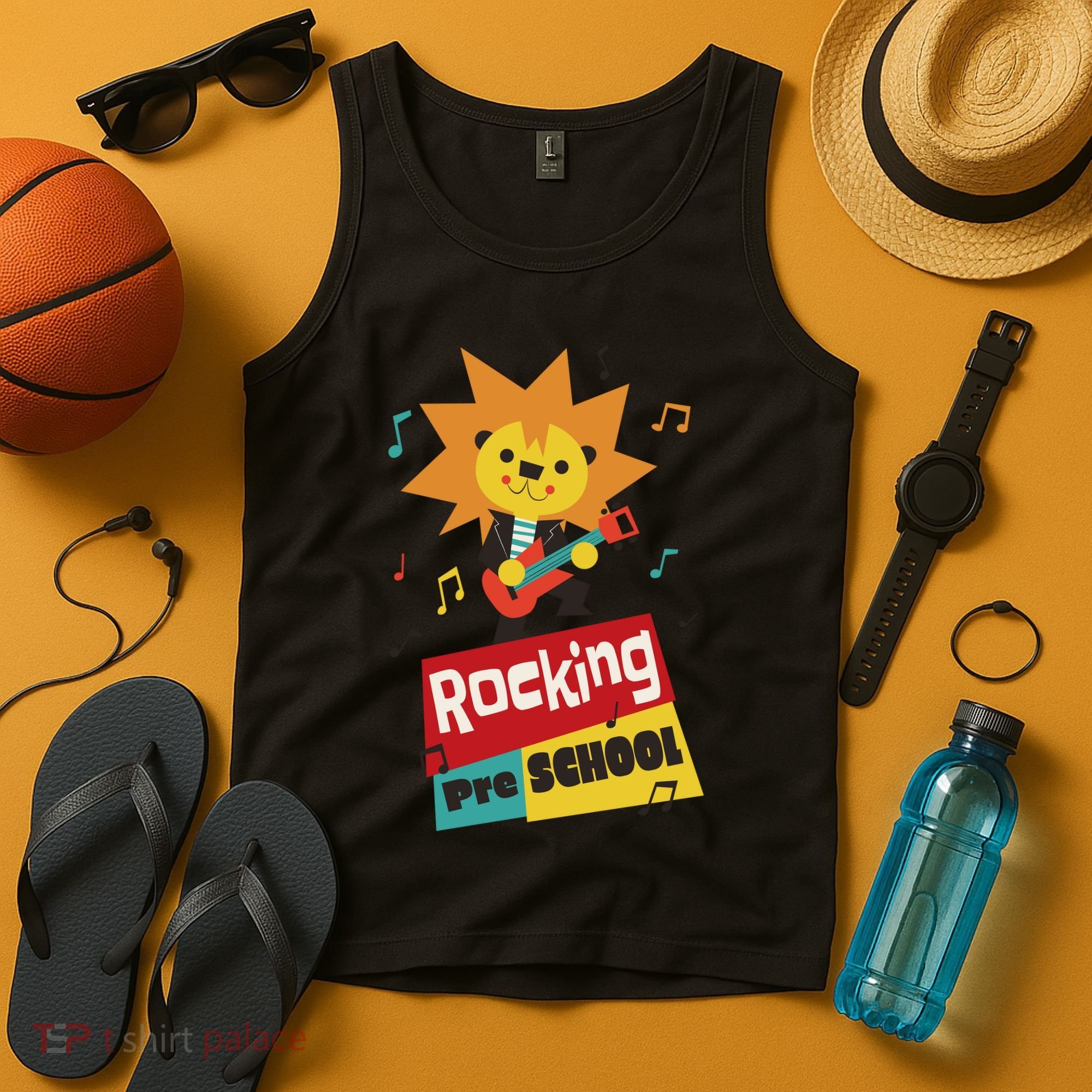 Rocking Pre School Lion Guitar Tank Top