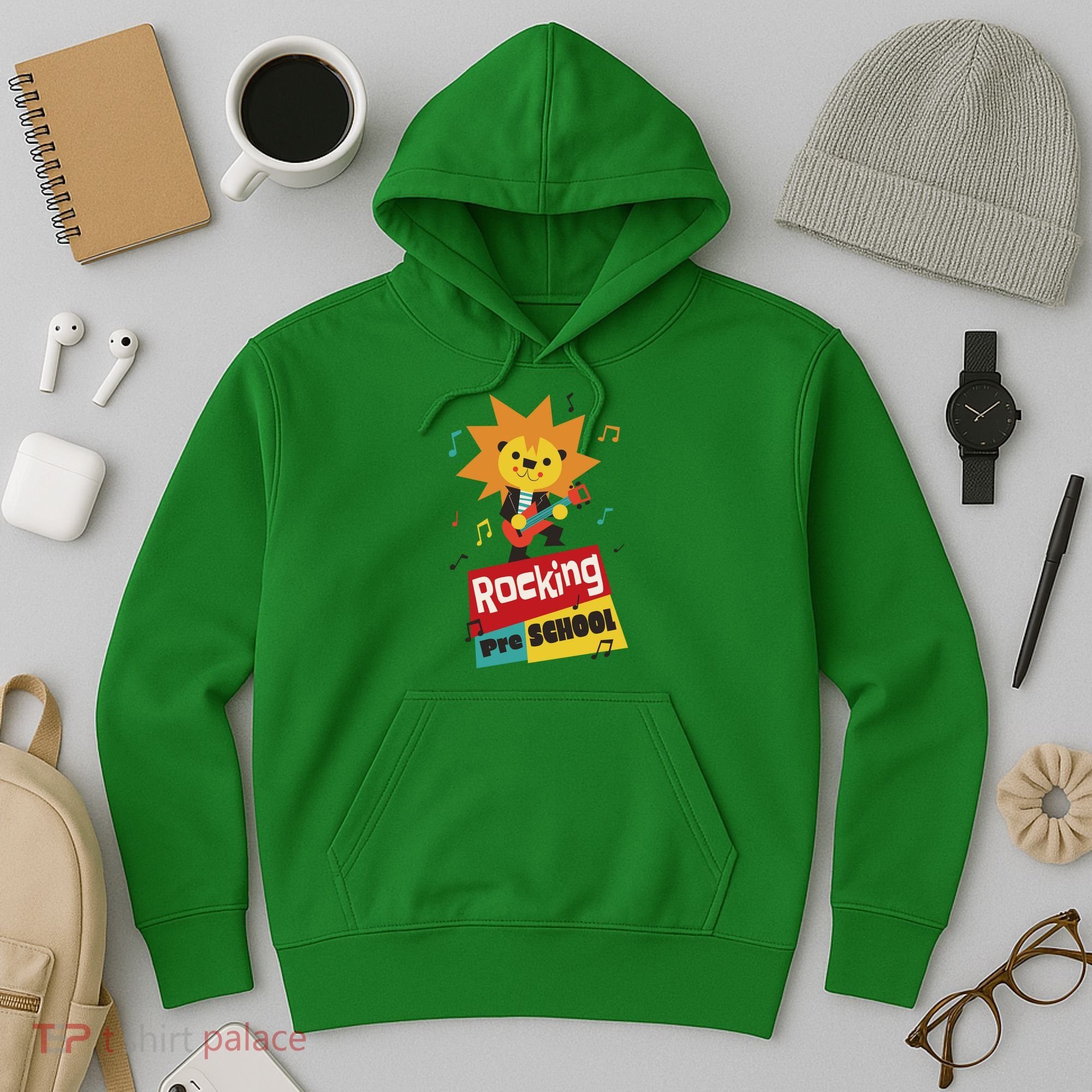 Rocking Pre School Lion Guitar Hoodie