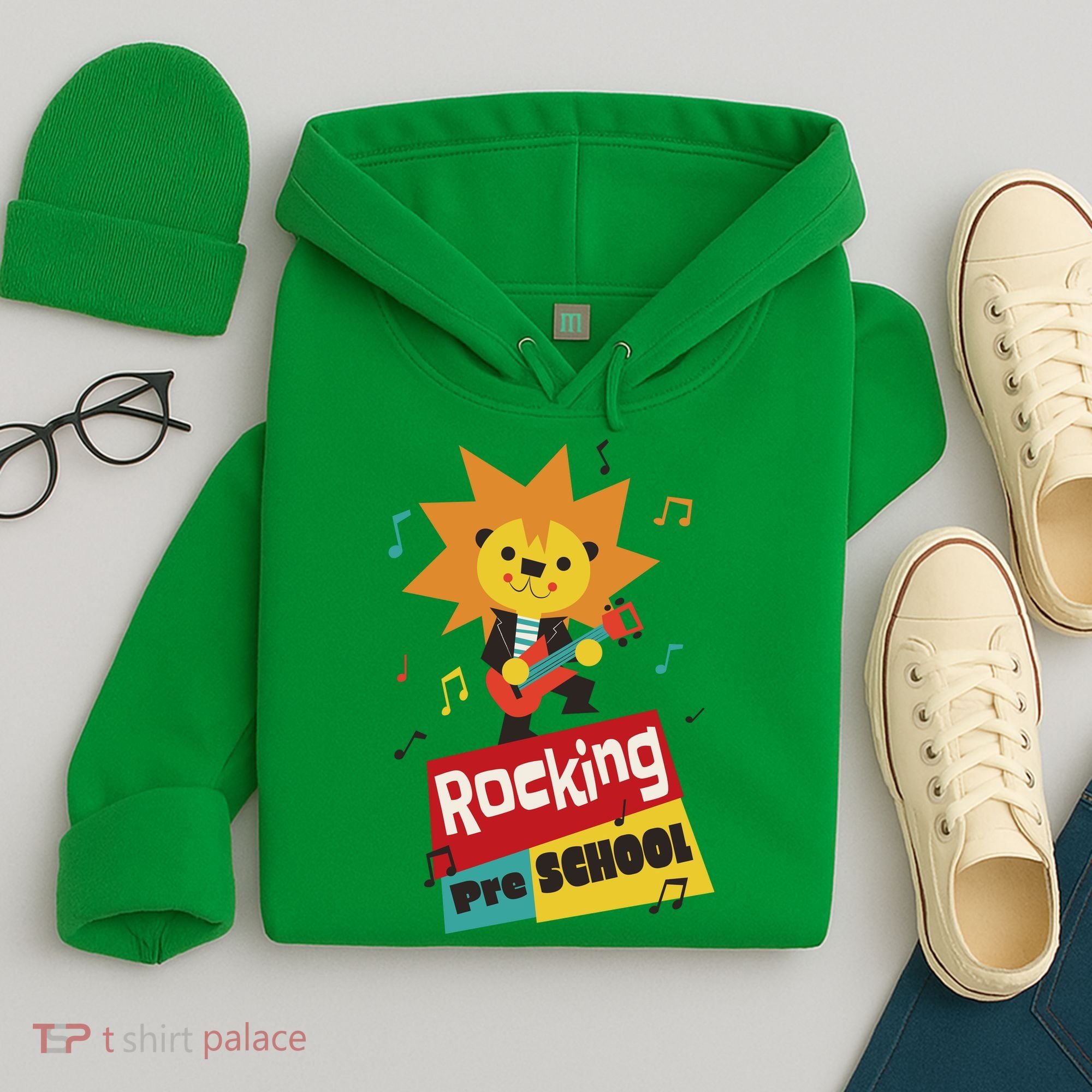 Rocking Pre School Lion Guitar Hoodie