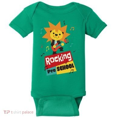 Rocking Pre School Lion Guitar Baby Bodysuit