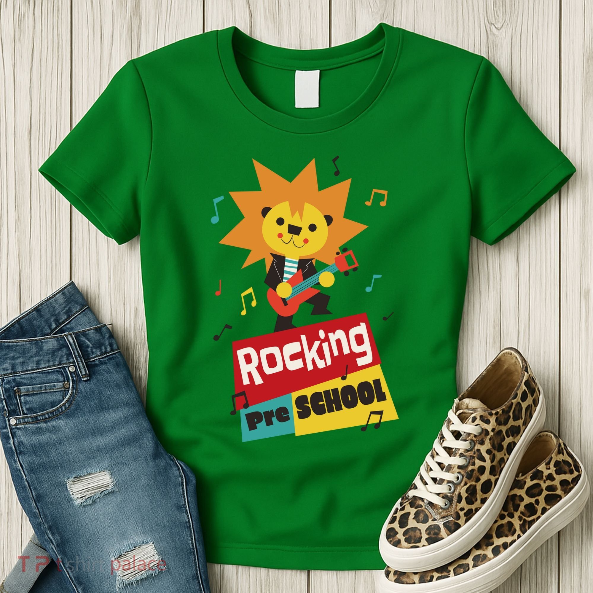 Rocking Pre School Lion Guitar Women's T-Shirt