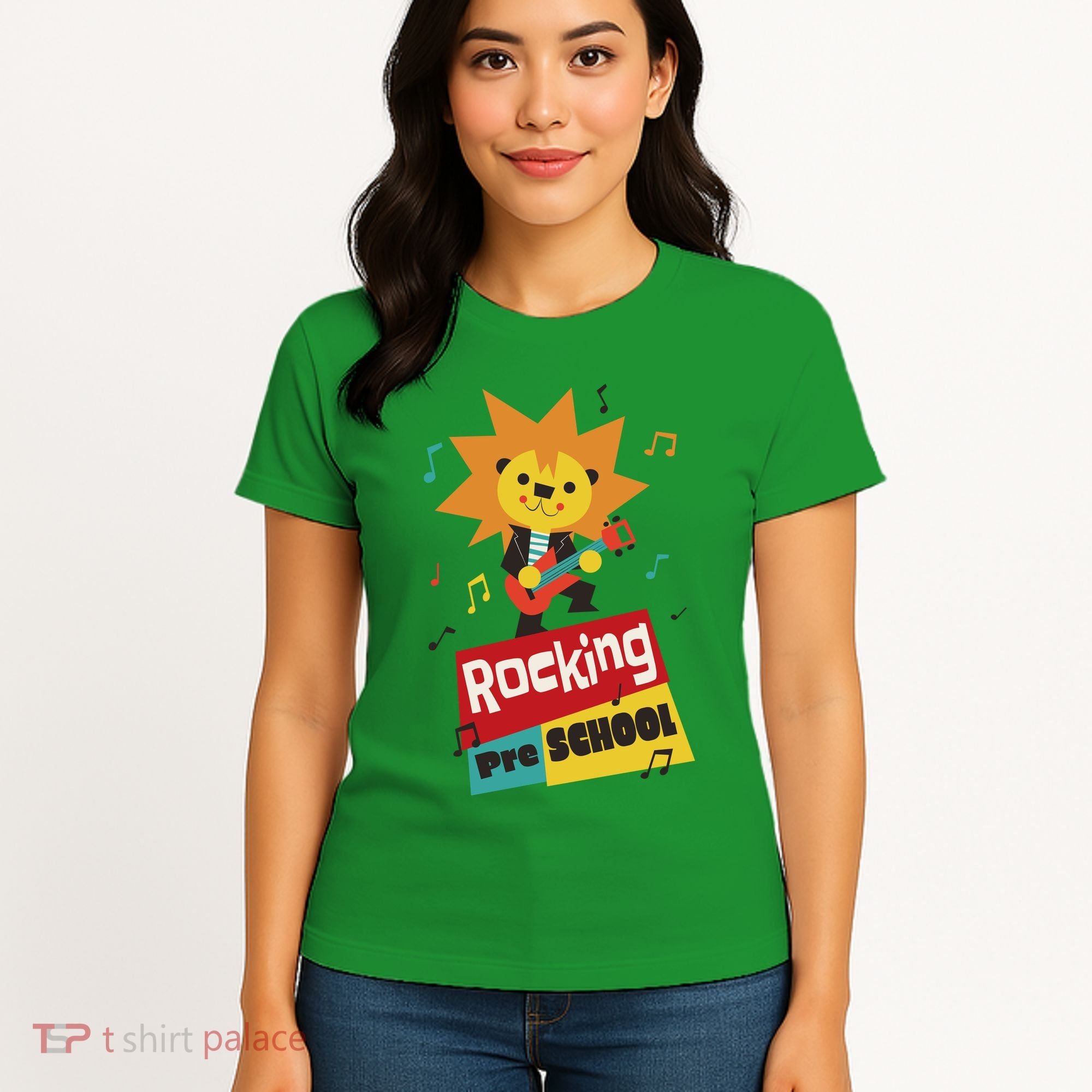Rocking Pre School Lion Guitar Women's T-Shirt