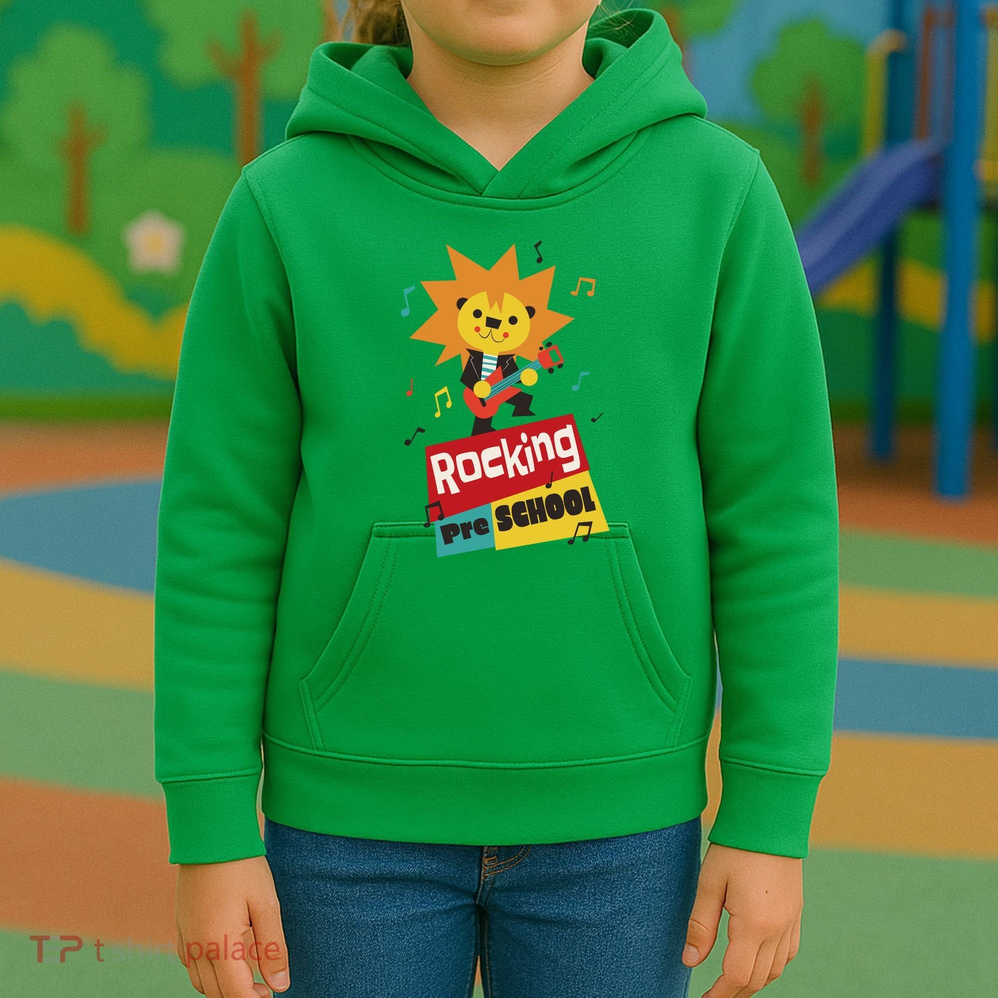 Rocking Pre School Lion Guitar Kids Hoodie