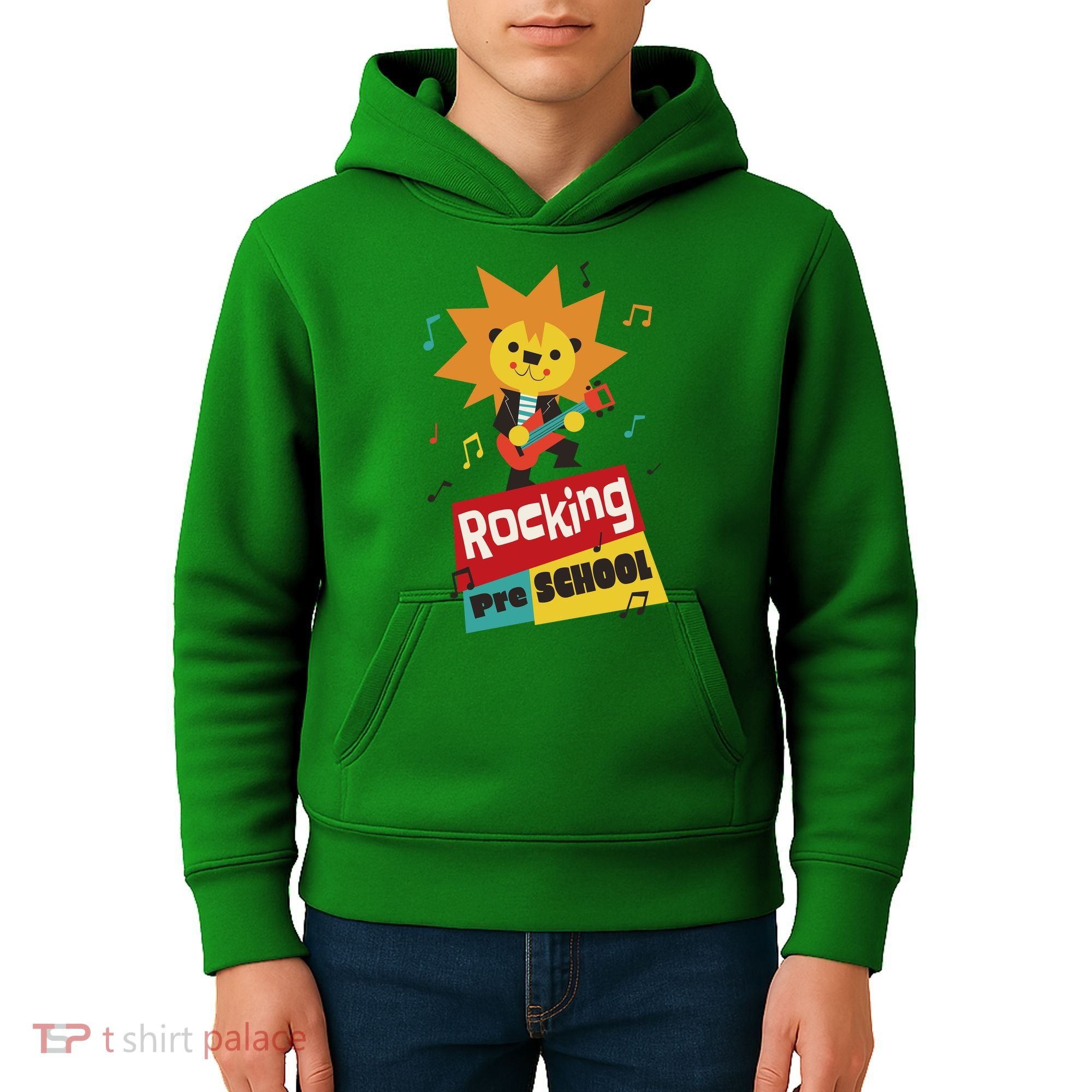 Rocking Pre School Lion Guitar Kids Hoodie