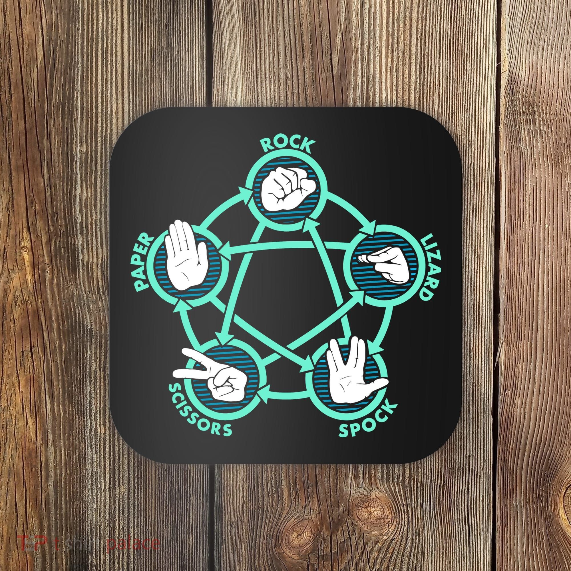 Rock Paper Scissors Spock Lizard Funny Game Coaster