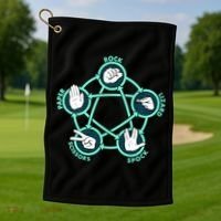 Rock Paper Scissors Spock Lizard Funny Game Golf Towel thumb 1