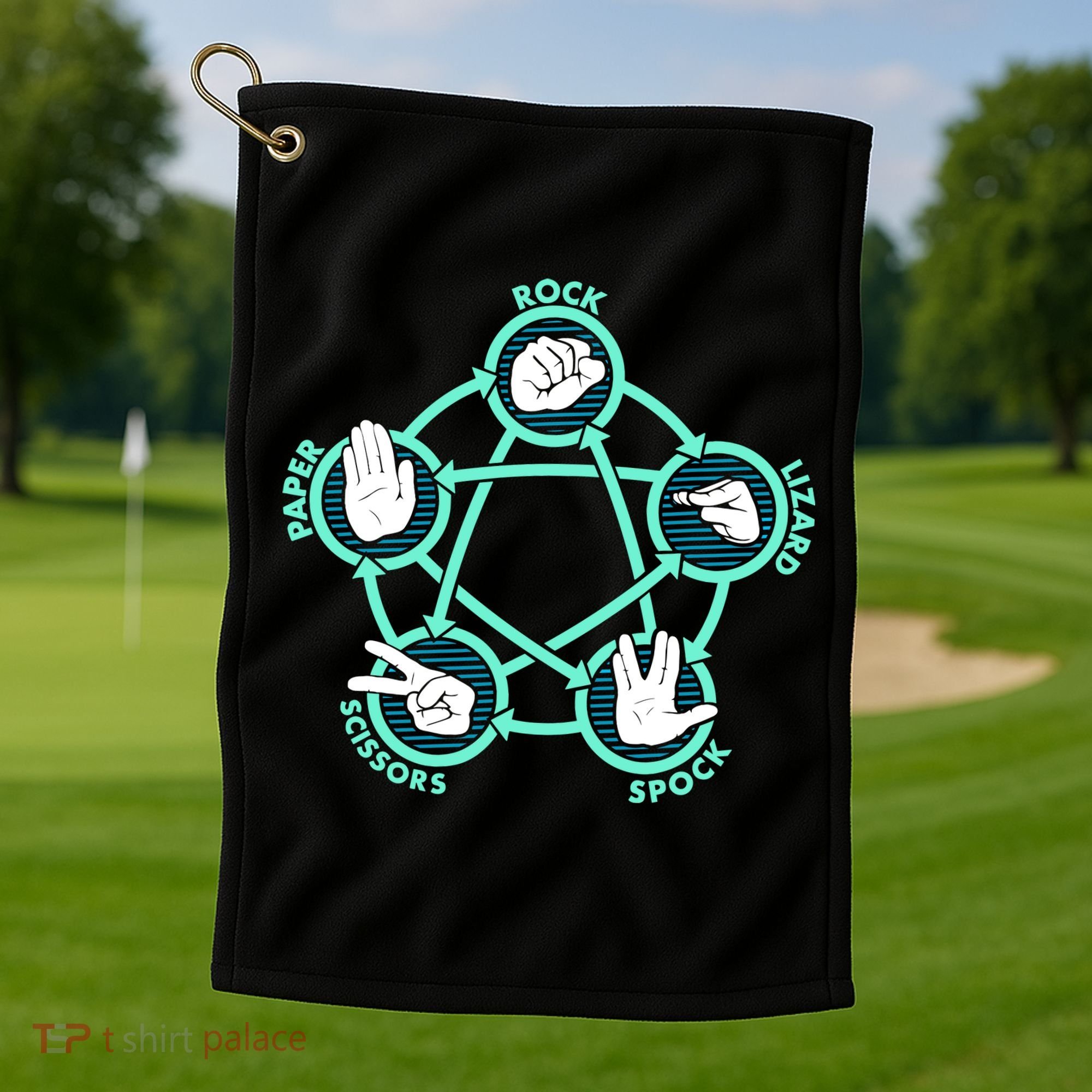 Rock Paper Scissors Spock Lizard Funny Game Golf Towel