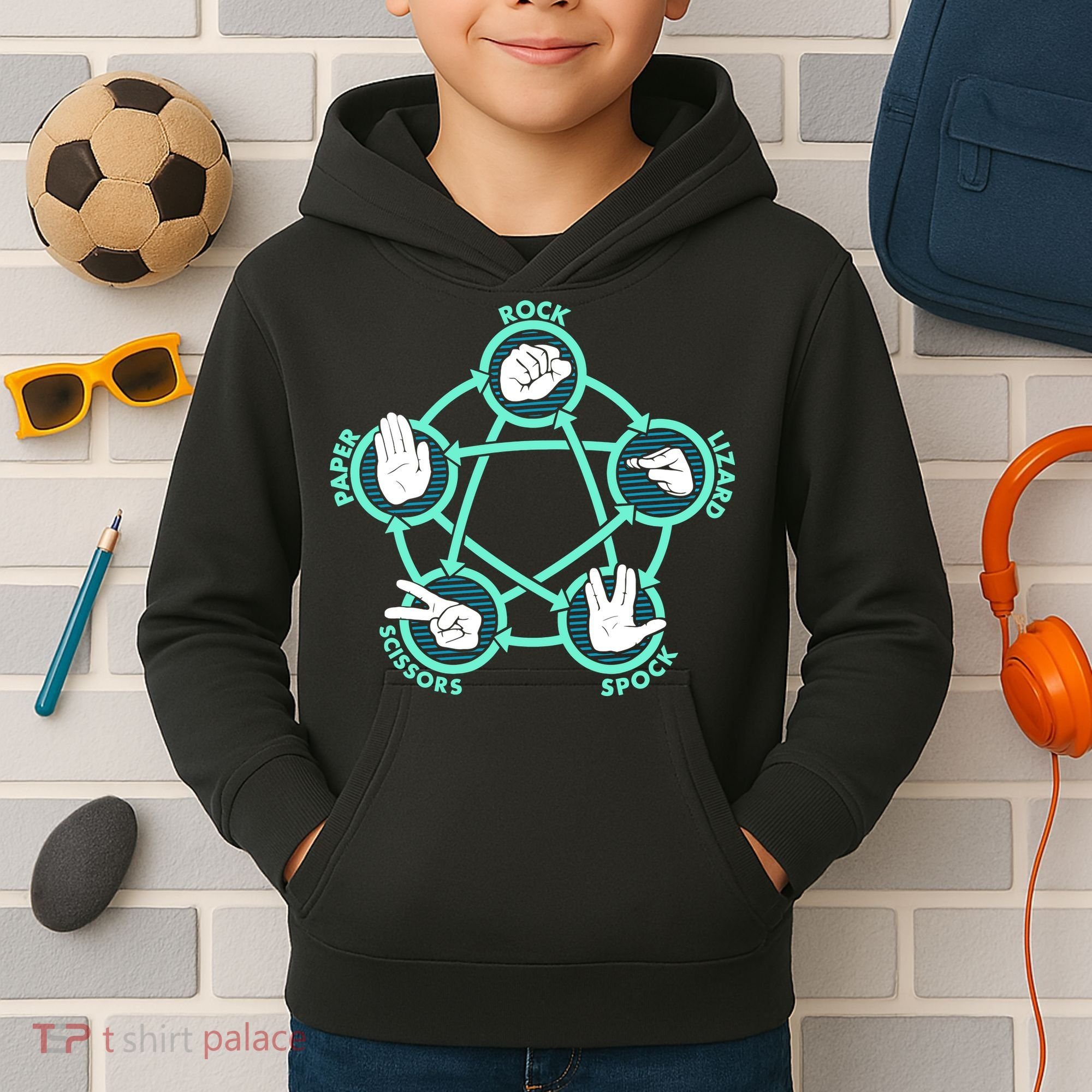Rock Paper Scissors Spock Lizard Funny Game Kids Hoodie