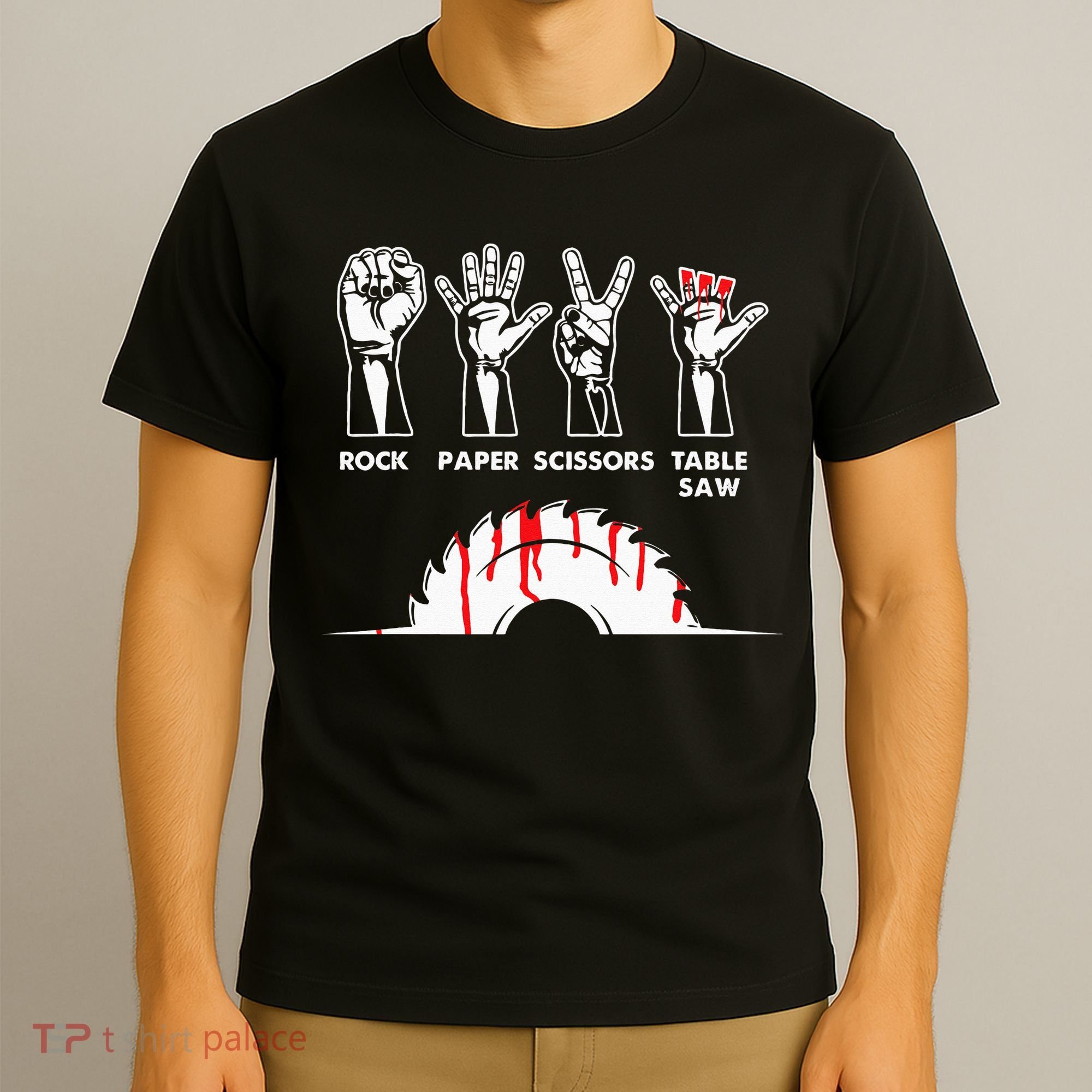 Rock Paper Scissors Table Saw Carpenter Craftsman Woodworker T-Shirt
