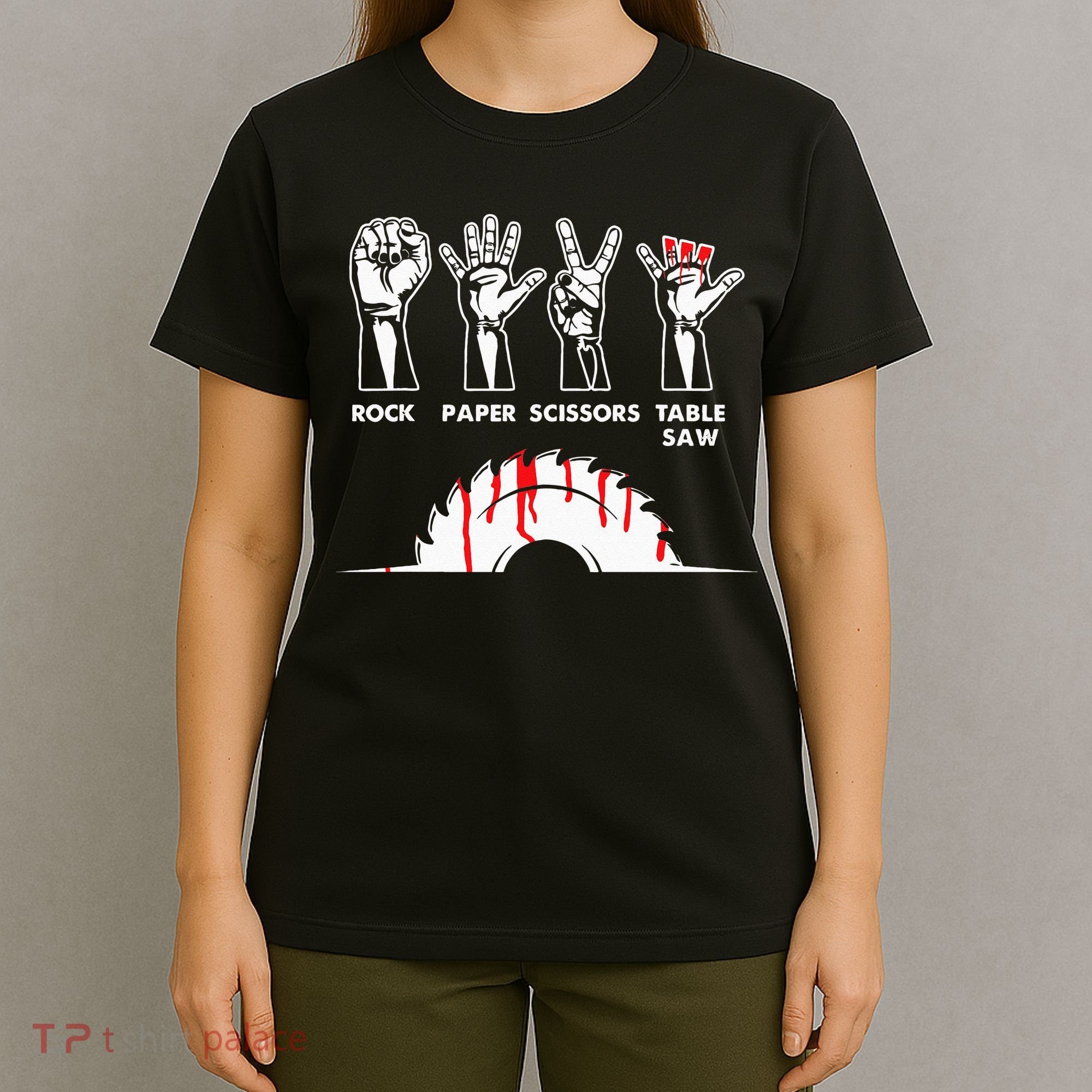 Rock Paper Scissors Table Saw Carpenter Craftsman Woodworker T-Shirt