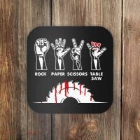 Rock Paper Scissors Table Saw Carpenter Craftsman Woodworker Coaster thumb 0