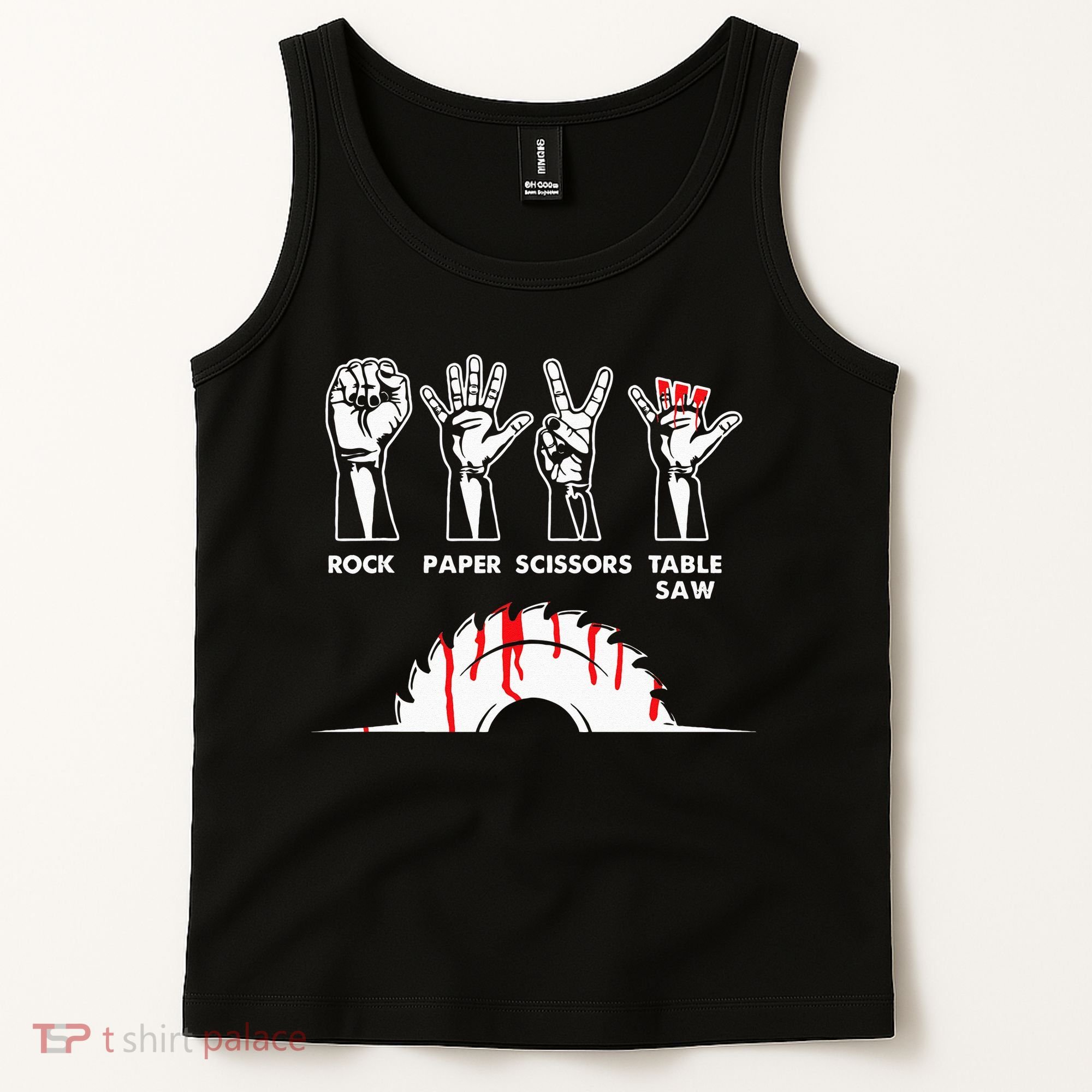 Rock Paper Scissors Table Saw Carpenter Craftsman Woodworker Tank Top