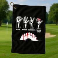 Rock Paper Scissors Table Saw Carpenter Craftsman Woodworker Golf Towel thumb 1