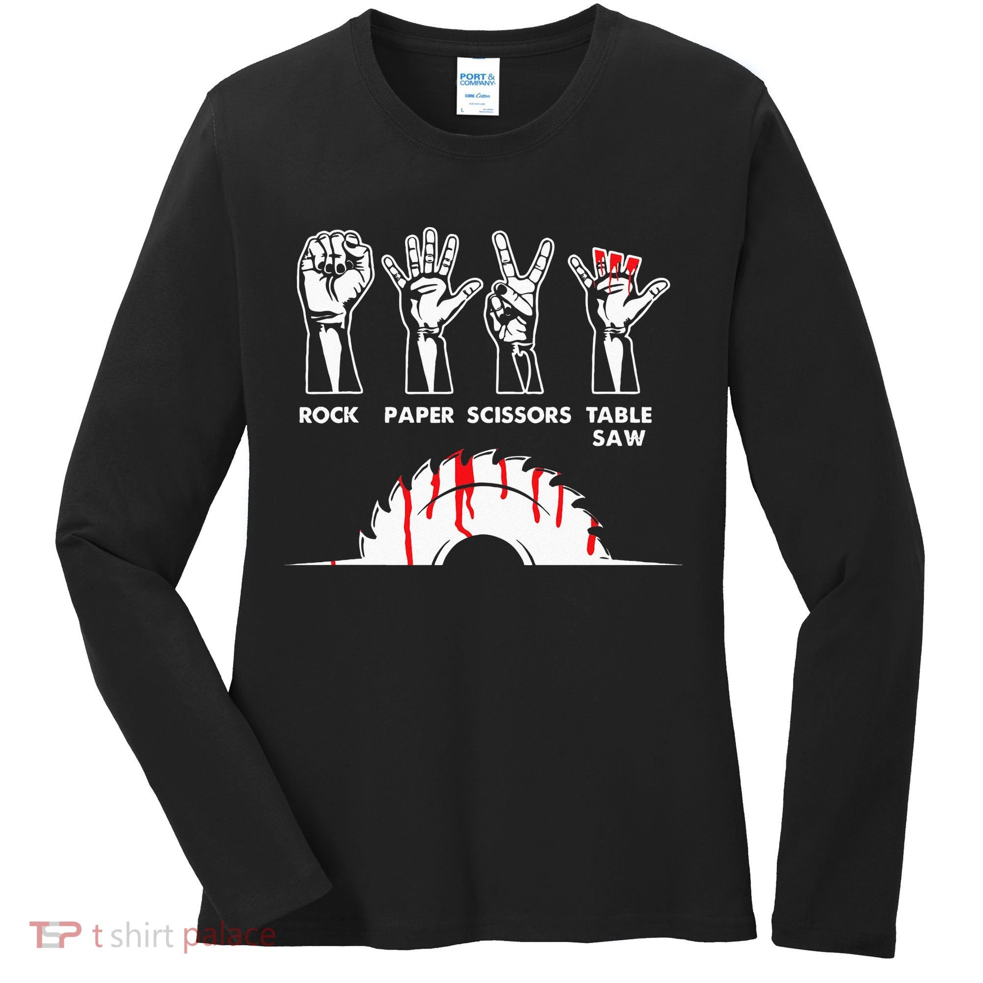 Rock Paper Scissors Table Saw Carpenter Craftsman Woodworker Women's Long Sleeve Shirt
