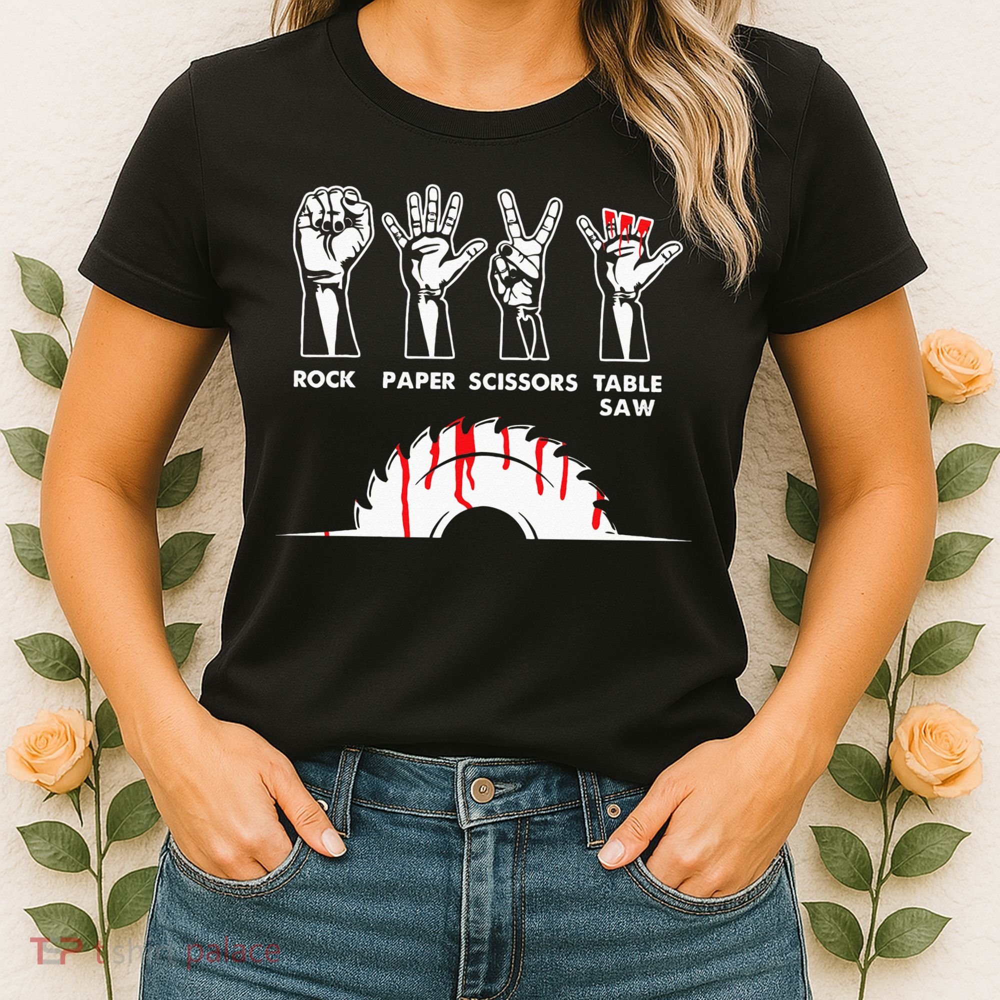 Rock Paper Scissors Table Saw Carpenter Craftsman Woodworker Women's T-Shirt