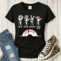 Rock Paper Scissors Table Saw Carpenter Craftsman Woodworker Women's T-Shirt thumb 3