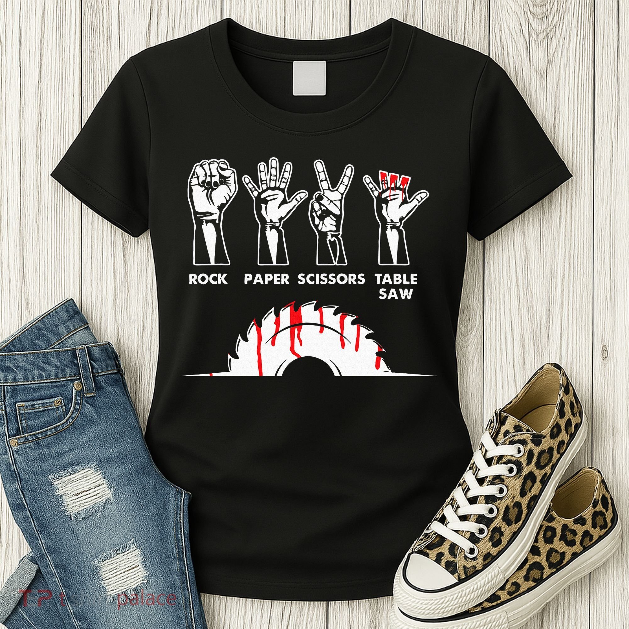 Rock Paper Scissors Table Saw Carpenter Craftsman Woodworker Women's T-Shirt