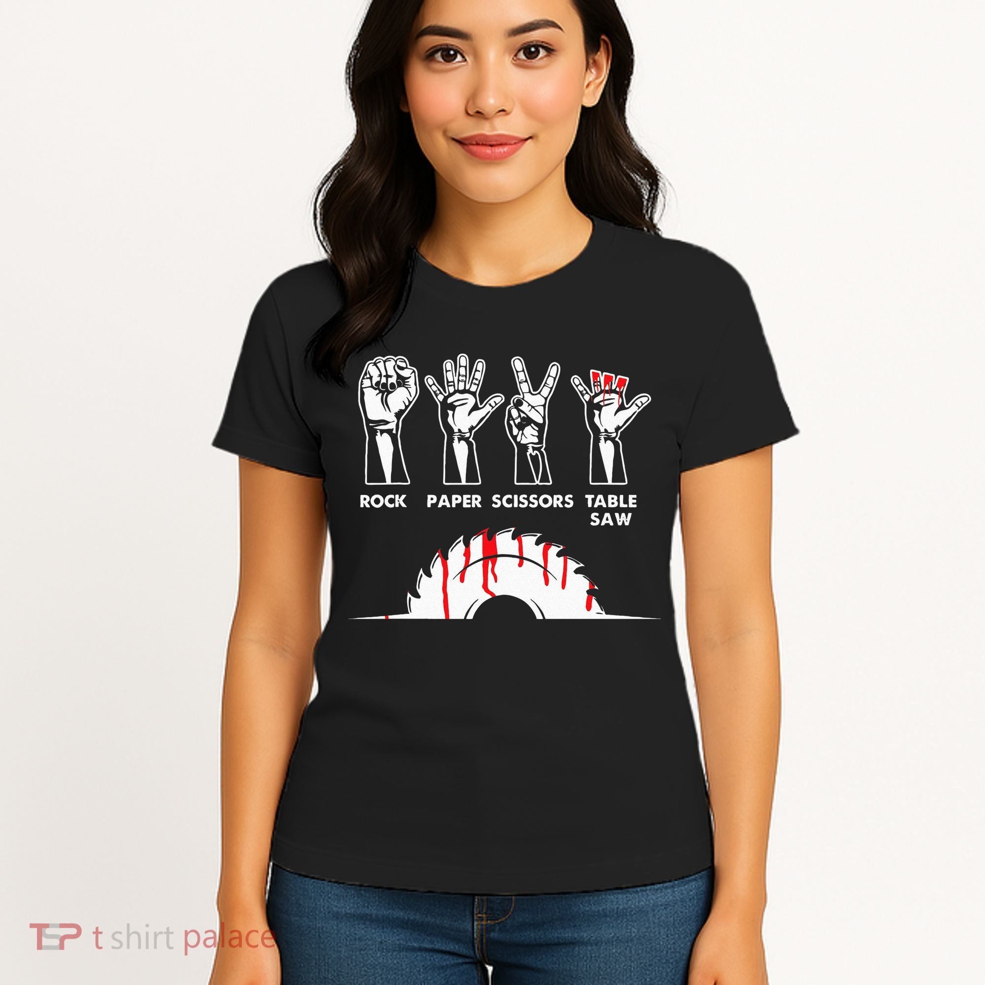 Rock Paper Scissors Table Saw Carpenter Craftsman Woodworker Women's T-Shirt