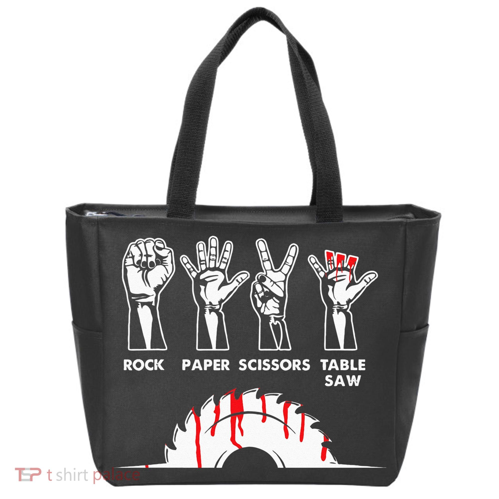 Rock Paper Scissors Table Saw Carpenter Craftsman Woodworker Tote Bag