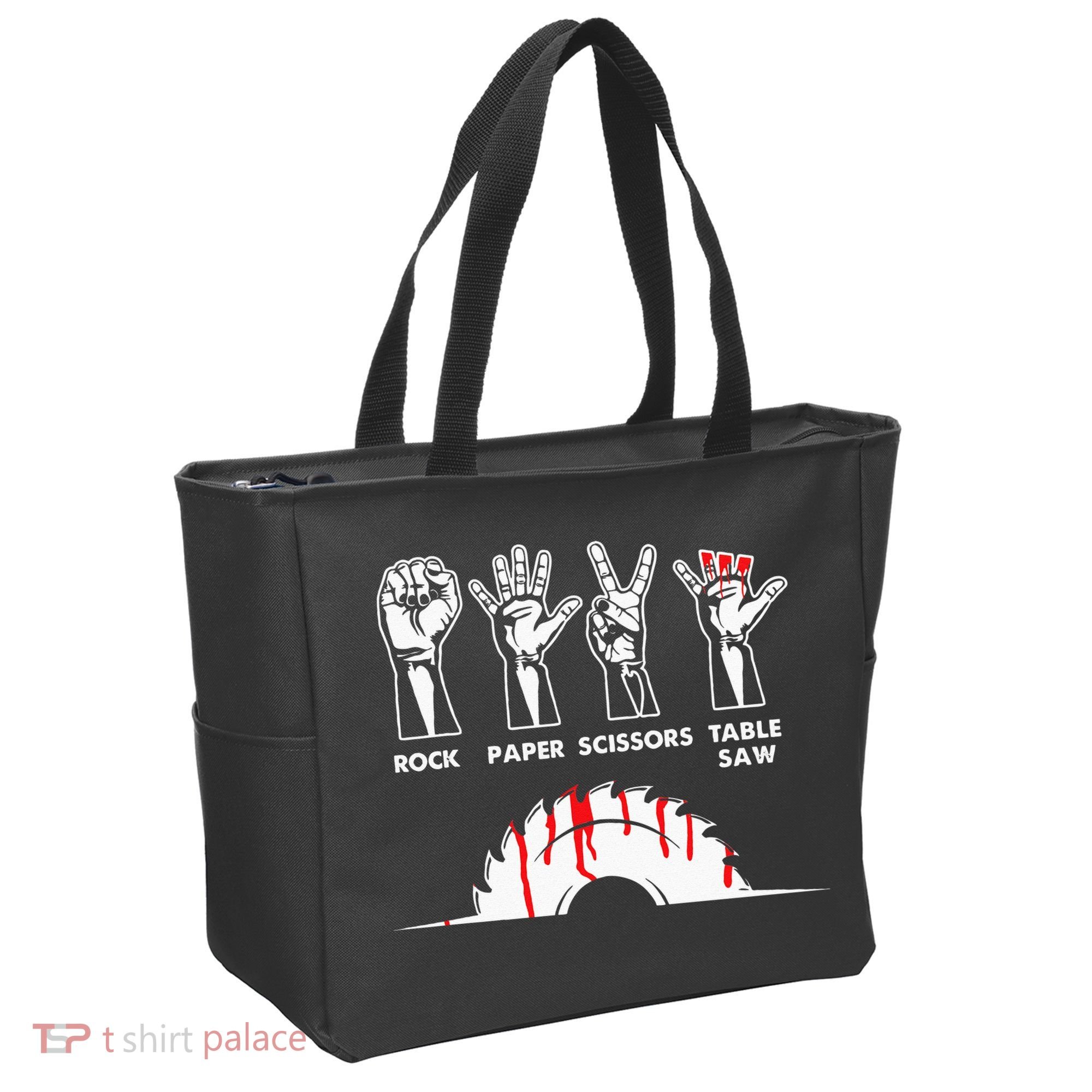 Rock Paper Scissors Table Saw Carpenter Craftsman Woodworker Tote Bag