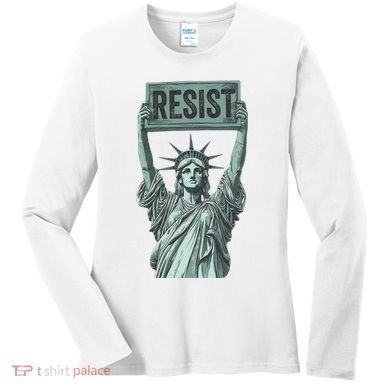 Resist Protest Statue Of Liberty Women's Long Sleeve Shirt