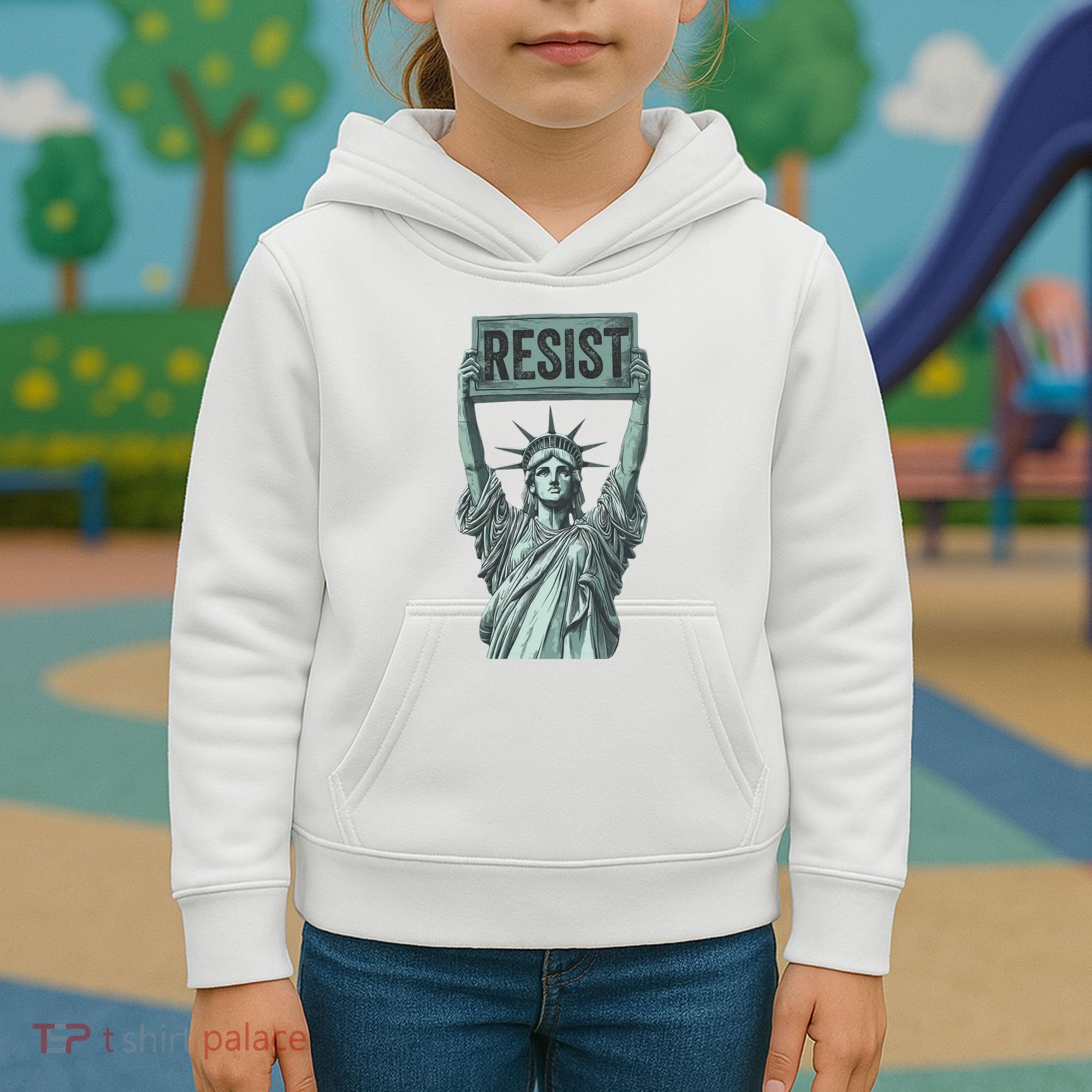 Resist Protest Statue Of Liberty Kids Hoodie