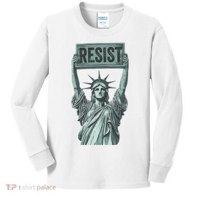 Resist Protest Statue Of Liberty Kids Long Sleeve Shirt