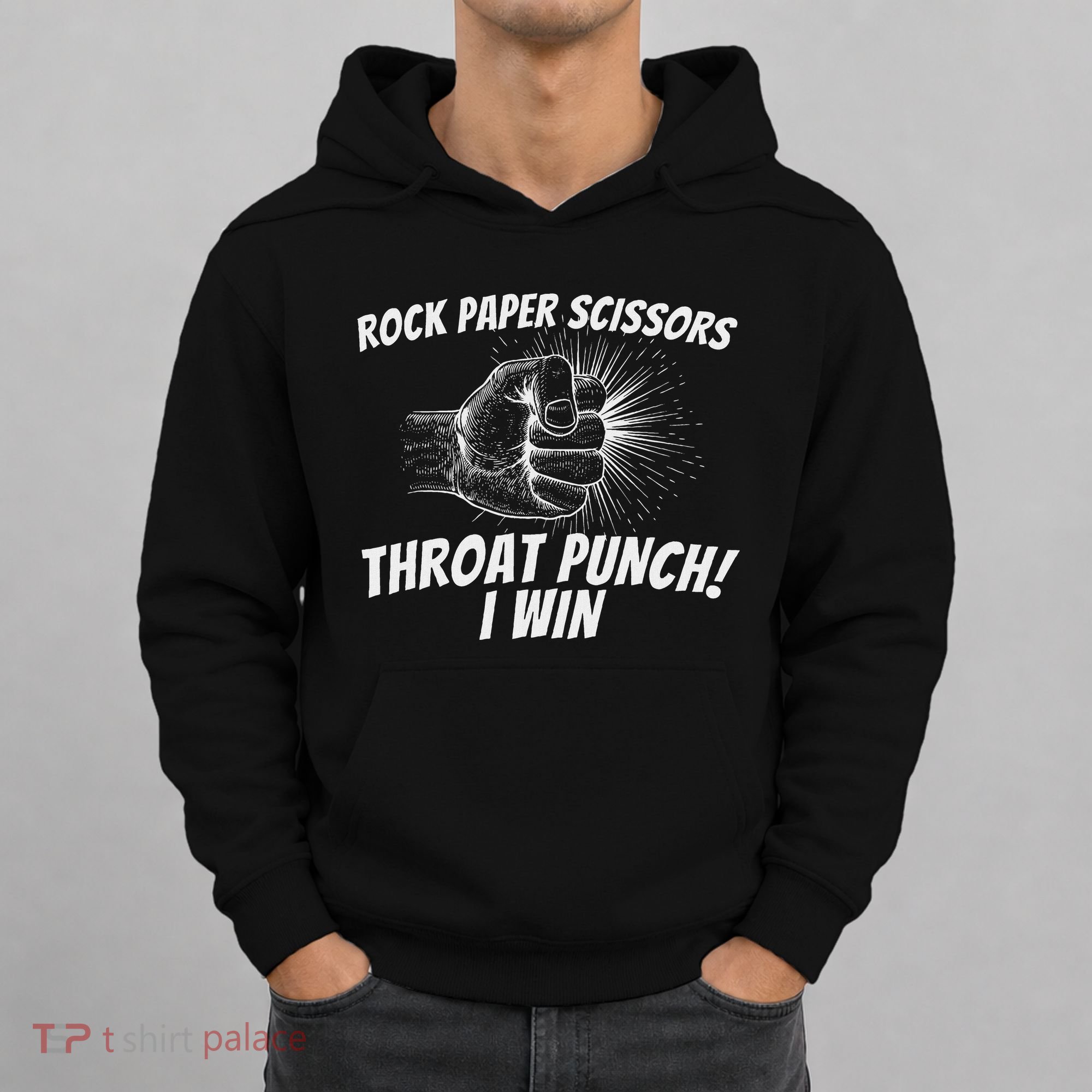 Rock Paper Scissors Throat Punch Adult Humor Sarcastic Hoodie
