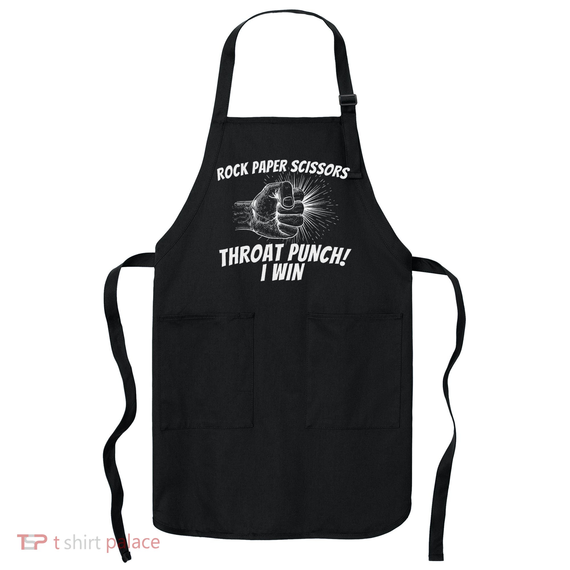 Rock Paper Scissors Throat Punch Adult Humor Sarcastic Apron
