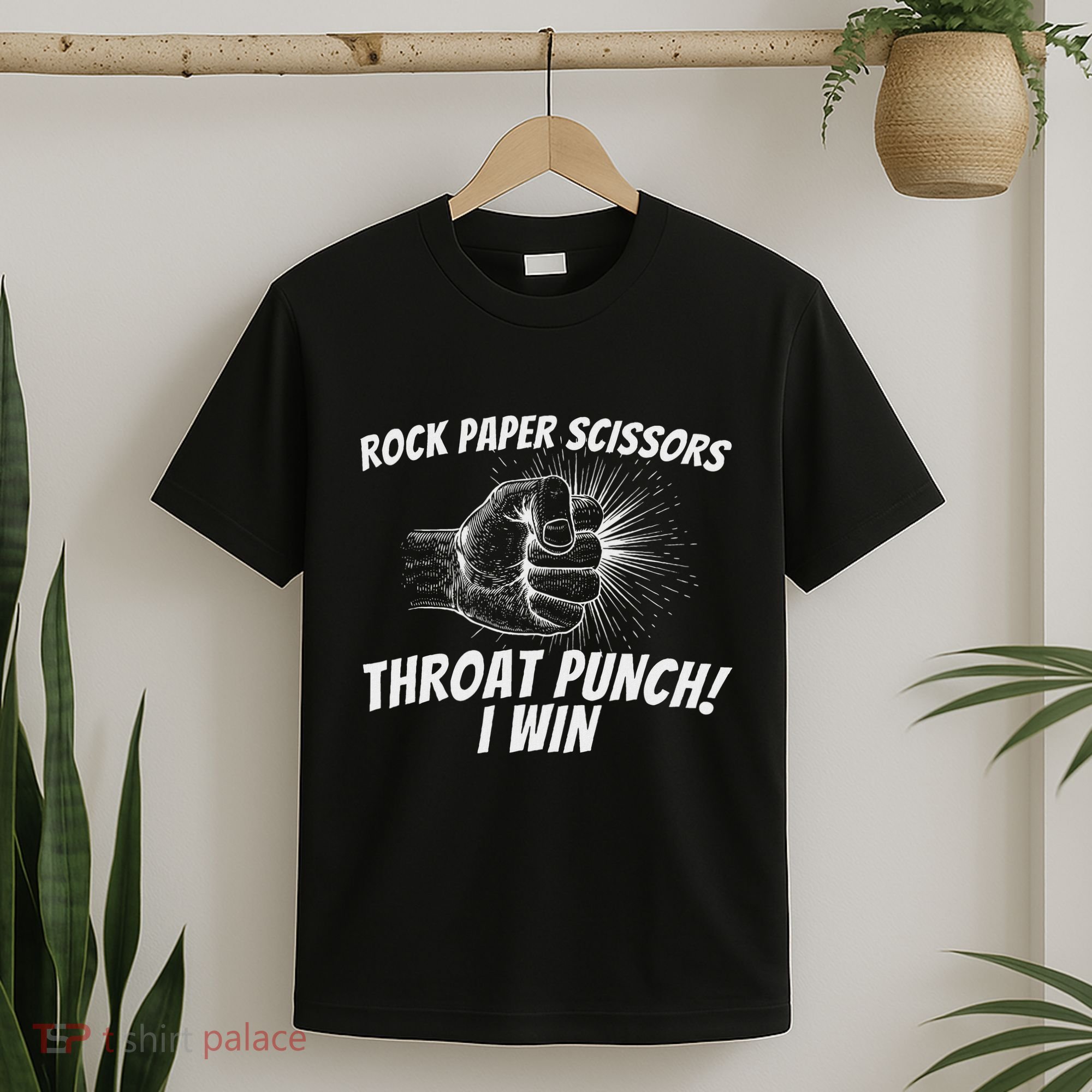 Rock Paper Scissors Throat Punch Adult Humor Sarcastic T-Shirt